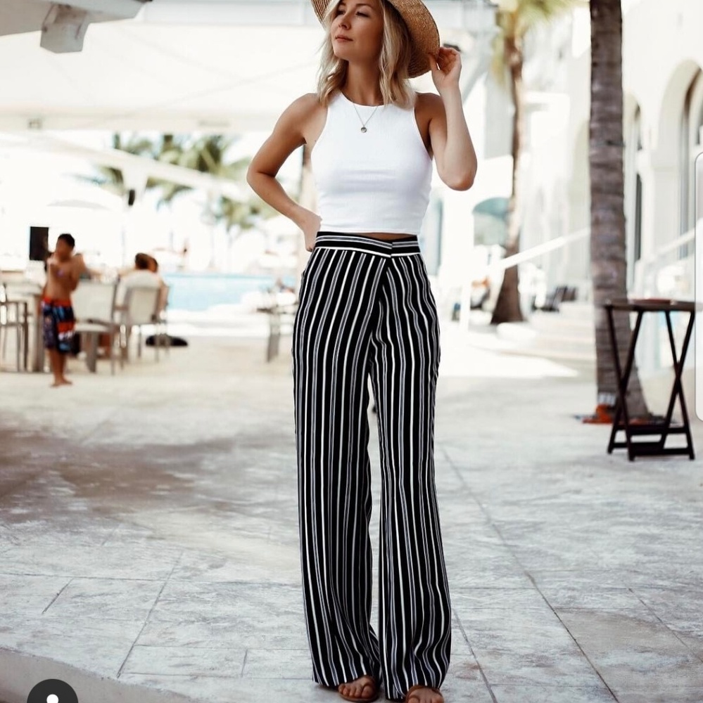 ISO*Ann Taylor striped wide leg pants